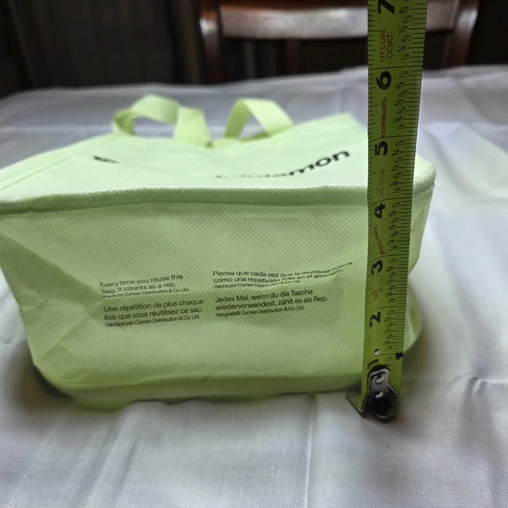 Lululemon Recycled Shopping Tote Reusable Bag ‎ lime green snap Small 12